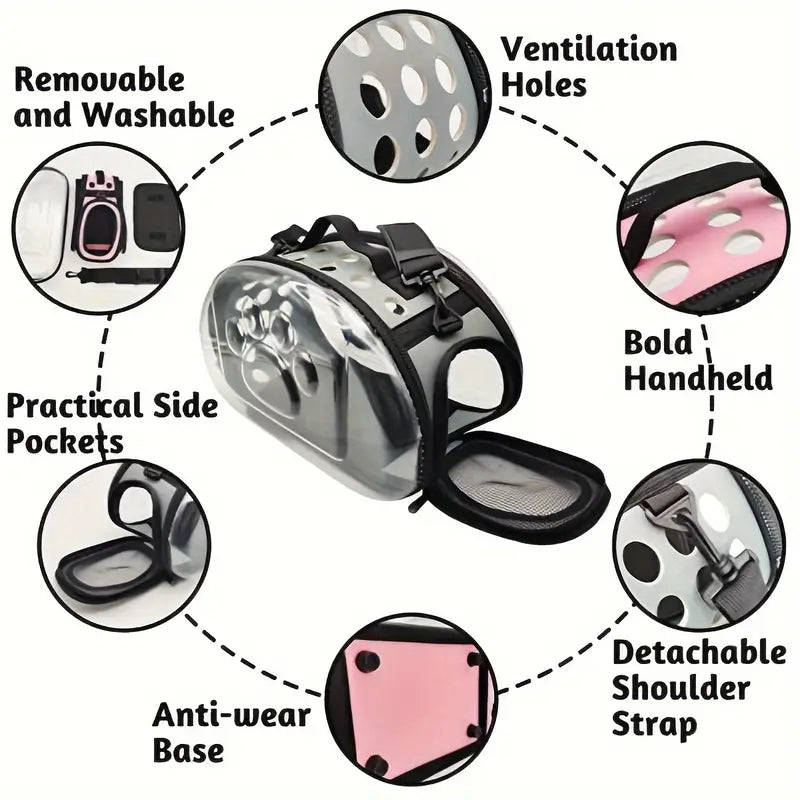CarryPaw Transparent Breathable Pet Shoulder Bag for Cats and Dogs