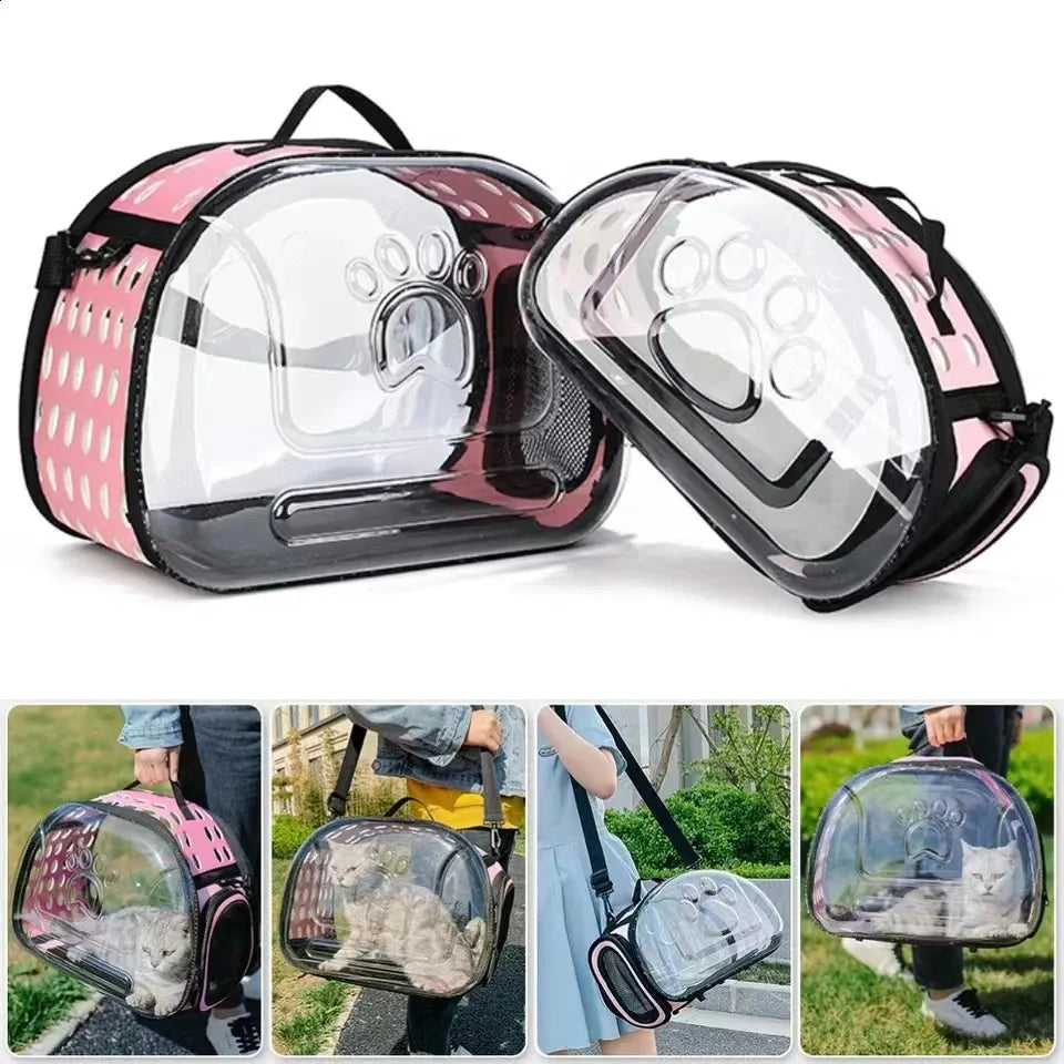 CarryPaw Transparent Breathable Pet Shoulder Bag for Cats and Dogs